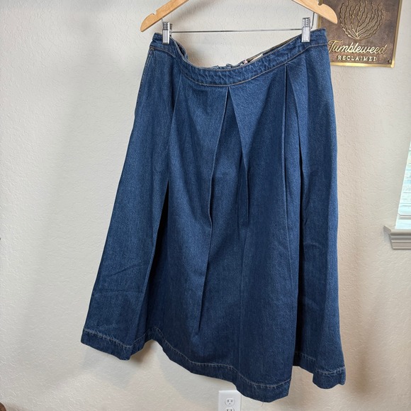 Boden Dresses & Skirts - Boden Denim Midi‎ Skirt Pleated Dark Wash Full A-Line Zipper Women US 16-18